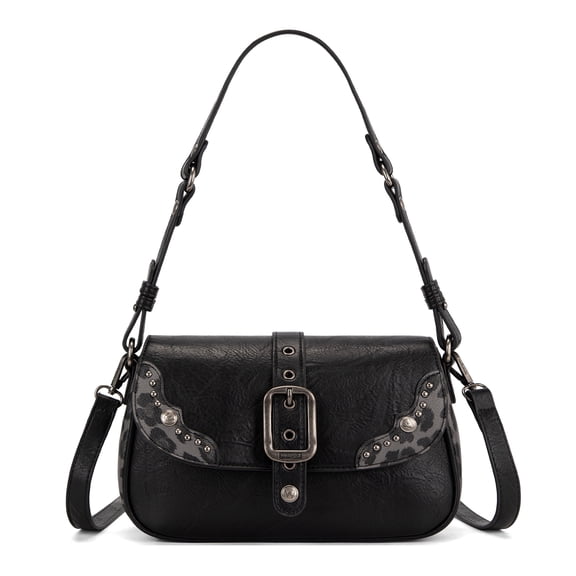 Wrangler Purse for Women Stylish Shoulder Bag Handbag Crossbody Bag Trendy Western Design Durable Leather, Black