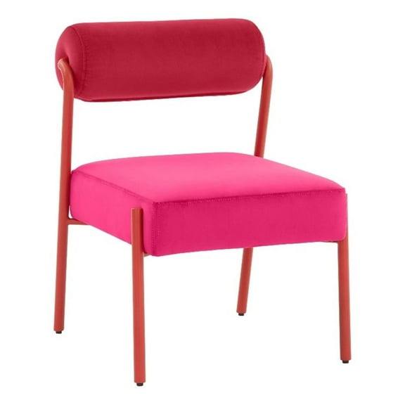 Pemberly Row Contemporary Hot Pink Velvet Dining Chair - Set of 2