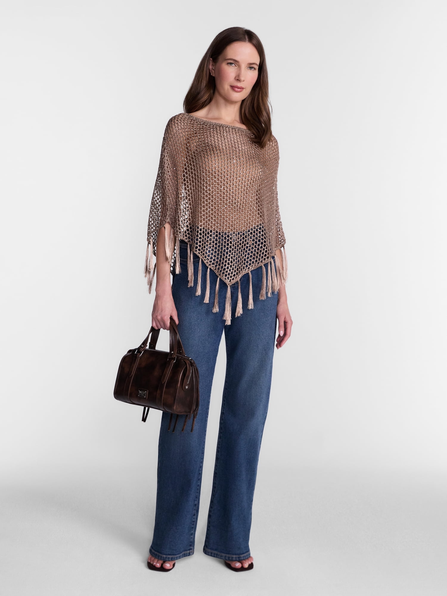 Madden NYC Women's Sequin Poncho, Sizes XS-XXL