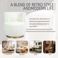 thumbnail image 6 of PAPROOS Swivel Accent Chair, Armchair with Teddy Fabric, Barrel Chair with Metal Ring for Living Room, Bedroom, Cream, 6 of 10