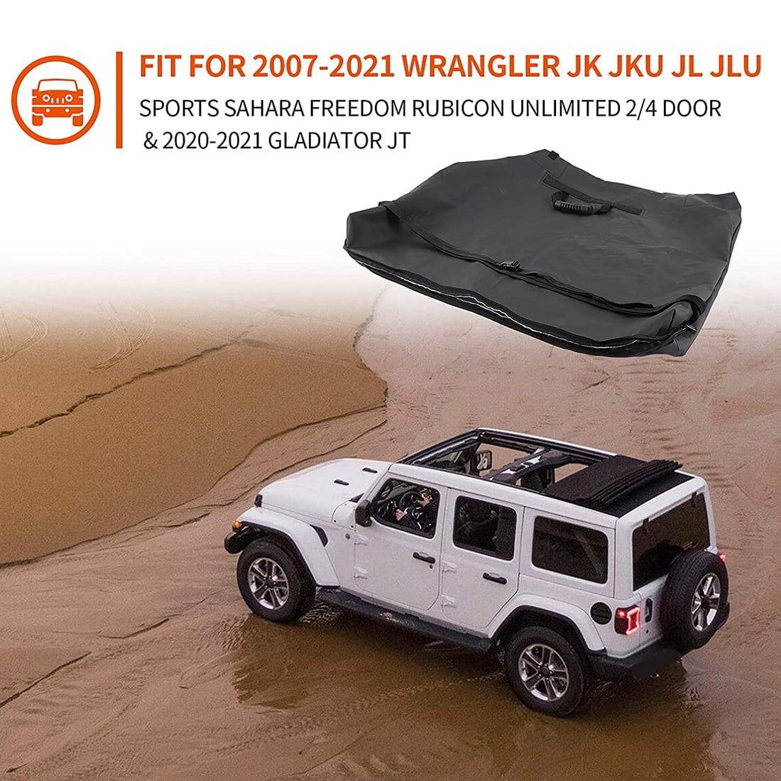 Custom Fit Freedom Panel Hard Top Storage Bag With Handle Black For 2007-2020 Jeep Wrangler JK & JL 