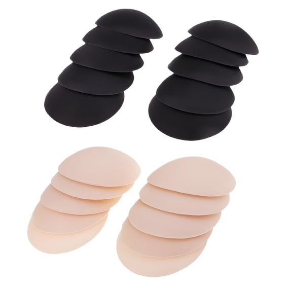 TELOLY Round Sponge Bra Insert Pads, Black/Nude, 10 Pairs