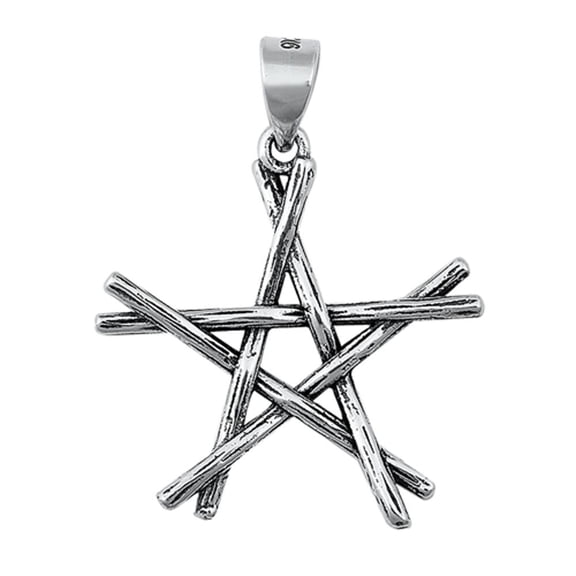 Sterling Silver Stick Star Pendant Interlocking Witch Pentagram Charm 925 New Jewelry Female Unisex