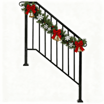 Zimtown Outdoor Iron Handrail with Powder Coating for 3-4 Steps, Matte Black Finish