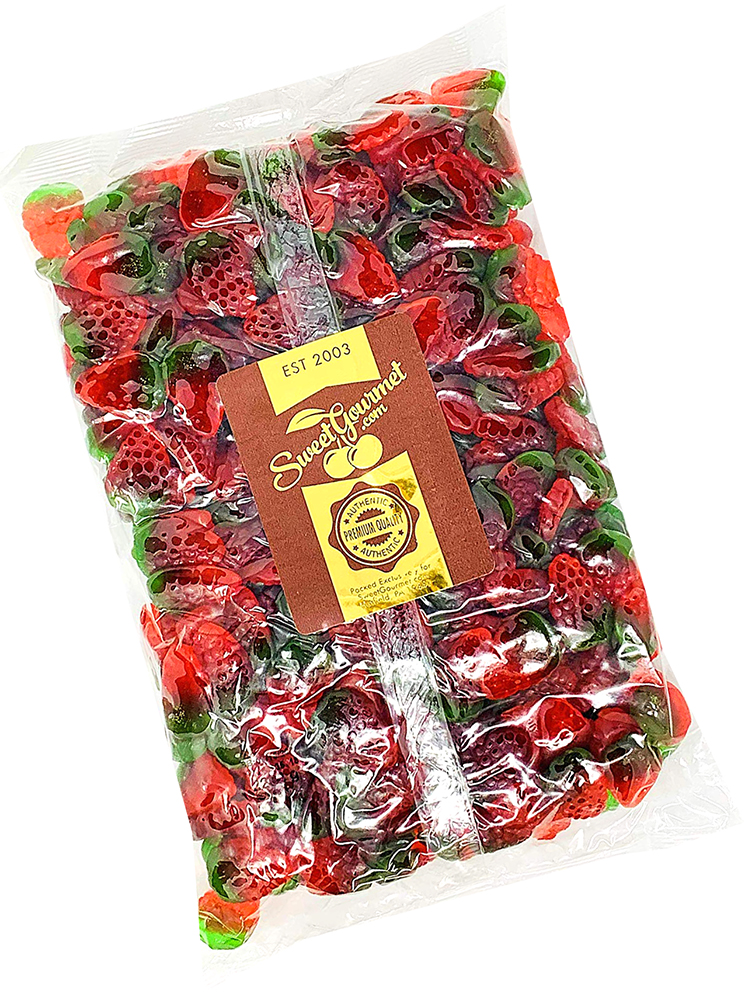 SweetGourmet Gummy Strawberries Bulk Gummi Candy Halal 5 Pounds