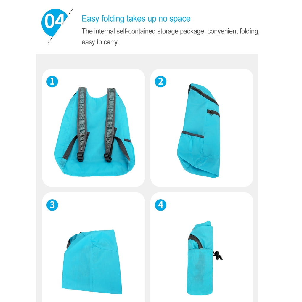 Becaristey Carrying Bag Collapsible Large-capacity Rucksack Adjustable Luggage Bags Light Blue 1Set