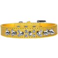 thumbnail image 1 of Double Crystal And Spike Croc Dog Collar Yellow Size 12, 1 of 1