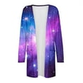 thumbnail image 3 of Économies d'Automne! srobpty Cardigan Veste à Manches Longues pour Femme, Blouse Cardigan Décontractée à Manches Longues à Imprimé avec Poches pour Femme, Violet, P, 3 of 4