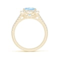 thumbnail image 2 of ANGARA Natural Oval 2.2 ct Aquamarine Split Shank Halo Ring with Diamonds in 14K Yellow Gold for Women (Size-10x8mm) | March Birthstone, Anniversary, Jewelry Gift for Women | Natural Aquamarine Ring, 2 of 10