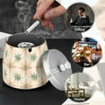 thumbnail image 4 of Yayeee Ashtray with Lid for Cigarette Smokeless Stainless Steel Home Ash Holder, Pastel Beige Geometric, 4 of 7