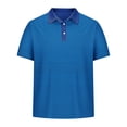 thumbnail image 3 of Men's Polos Striped Colorblock Golf Shirt 3-Button Collared Business Casual Summer Blouses Tops Big and Tall (M, Sky Blue), 3 of 6