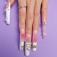 thumbnail image 3 of B105 Pink Bear Long Press on Nails | 3D Cute Crystal Acrylic Nails | Sweet Glitter Pink & White Ombré French Extra Long Stiletto False Nails Kit M, 3 of 4