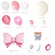 thumbnail image 1 of Globos rosas, manojo de globos rosas, globos rosa pastel, globos plateados brillantes, globos blancos, globos metalizados con pajarita y mariposas láser JAMW Sencillez, 1 of 4