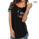 thumbnail image 1 of Camiseta de manga corta con cuello redondo para mujer, camiseta con bolsillo a rayas, negro, XXL Inevent AP001586-05, 1 of 6