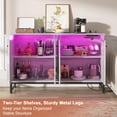 thumbnail image 7 of iSunirm Sideboard Buffet Cabinet with Power Outlet, Kitchen Storage Sideboard with LED Light & Doors, Storage Cabinet for Dining Room, Hallway, Kitchen, White Oak, 7 of 7