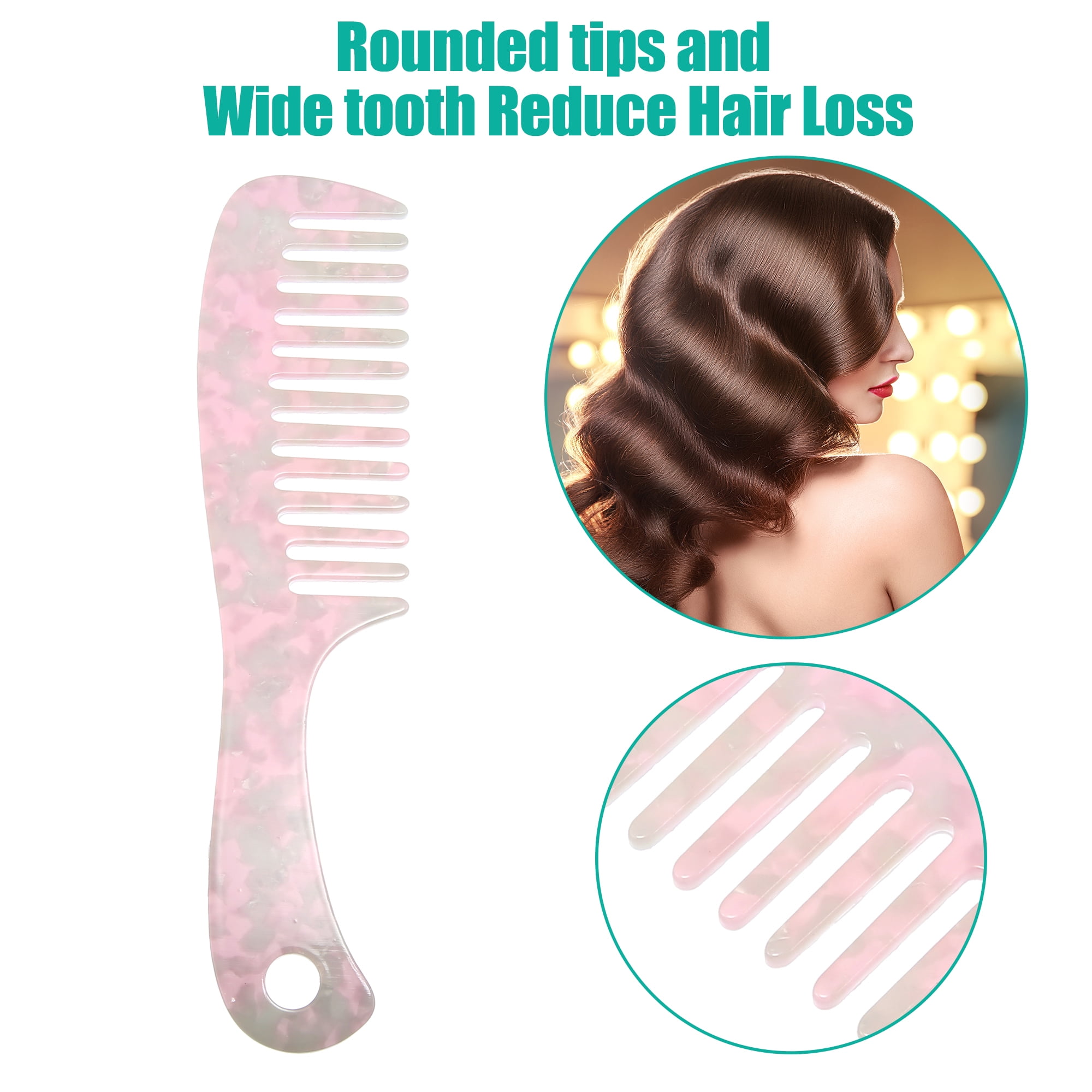 Unique Bargains 1 Pcs Hair Comb Wide Tooth Anti-Static for Wet and Dry Hair Curly Hair Pink