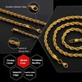 thumbnail image 3 of TINGN Gold Chain for Men 2.5mm 28 Inch Stainless Steel Gold Plated Twist Rope Chain Necklace for Men, 3 of 7