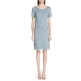 thumbnail image 1 of St. John Womens Microstripe Checked Midi Dress, Verde, 4, 1 of 2