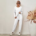 thumbnail image 5 of Juebong Two Piece Outfits Set for Women Cute Crewneck Long Sleeve Drawstring Tops And Pants Trendy Sports Suit,White suits sets size M, 5 of 9