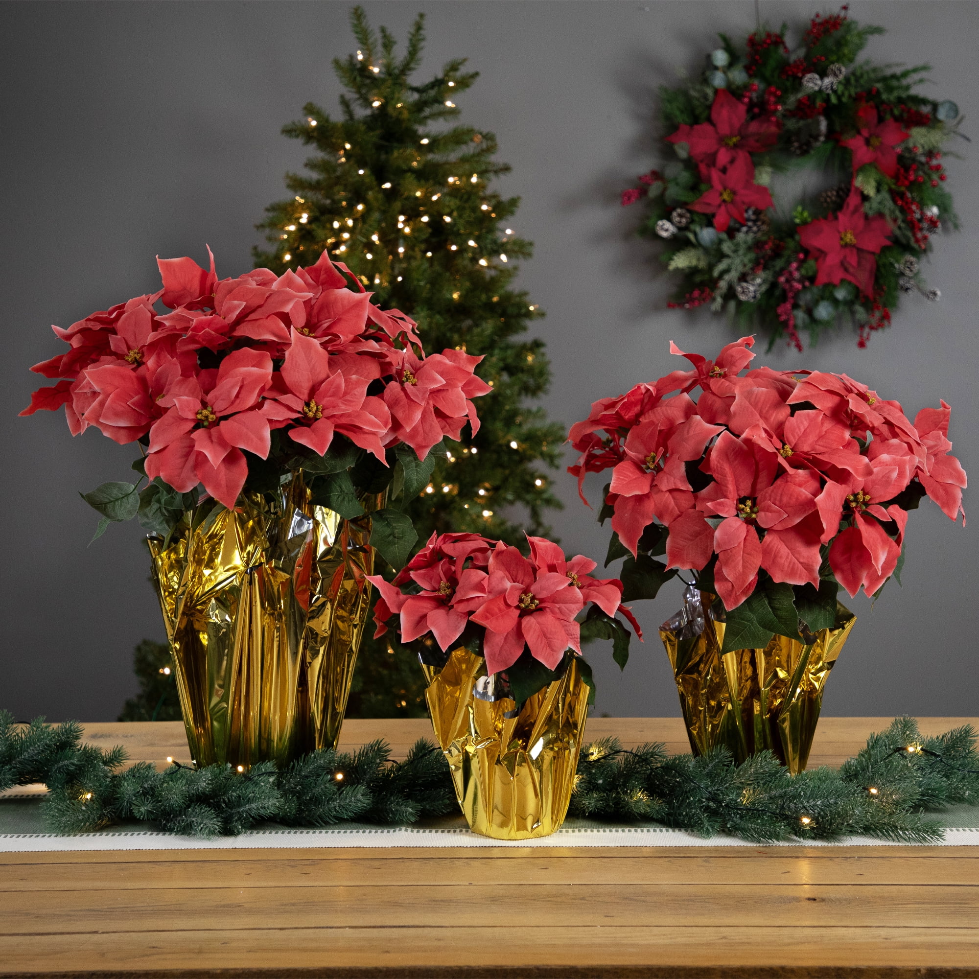 Northlight Artificial Christmas Poinsettia with Wrapped Base - 20" - Pink