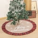 thumbnail image 1 of Falda de árbol de Navidad de 48 pulgadas, decoración de borde a cuadros de búfalo de arpillera de lino para fiesta de Feliz Navidad, decoraciones de falda de árbol de Navidad de búfalo rojo y negro Rojo Verde, 1 of 5