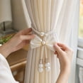 thumbnail image 6 of COM1950s Curtain Tiebacks with Bow and Bead Accents, Decorative Curtain Holdbacks for Window, Adjustable Tie Backs for Living Room, Bedroom, 6 of 7