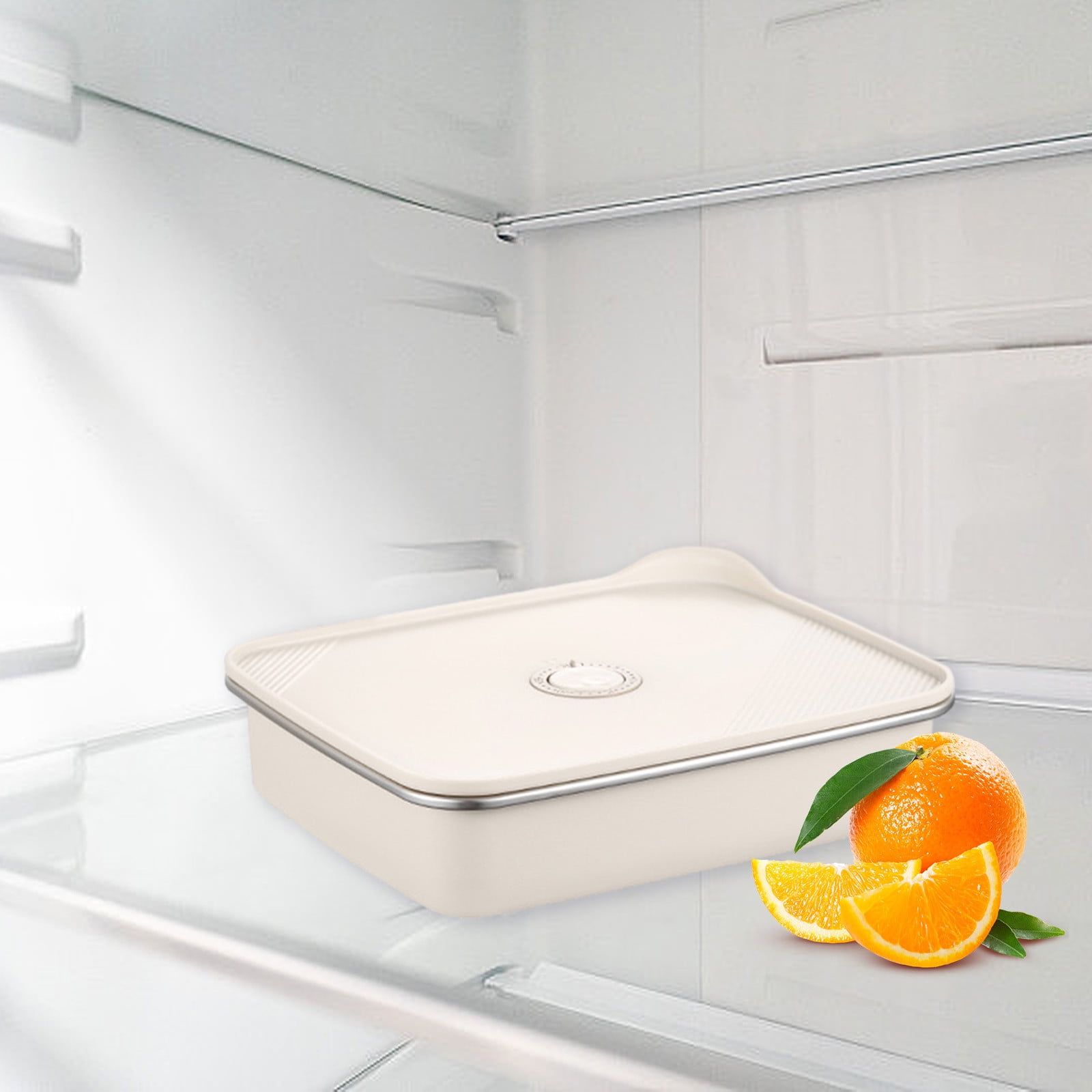 Microwaveable Stainless Steel Airtight Food Storage Container | Leak-Proof Odor-Free Lunch Box | BPA-Free 403 Steel | Stackable Bento for Meal Prep | 1 Pc | Beige | 23.5x19.1x9.6 cm