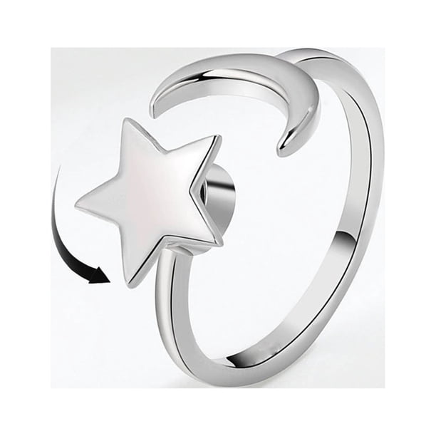 Anillos para mujer, regalos para mujer, anillo giratorio de estrella para mujer, apertura ajustable, anillo ajustable para dedo y estrella.