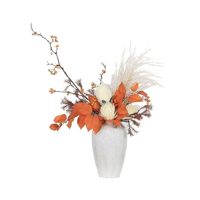 Juego de flores de cerámica china, juego de flores de simulación, mesa Floral naranja, mueble de TV, arreglo, ramo de flores artificiales
