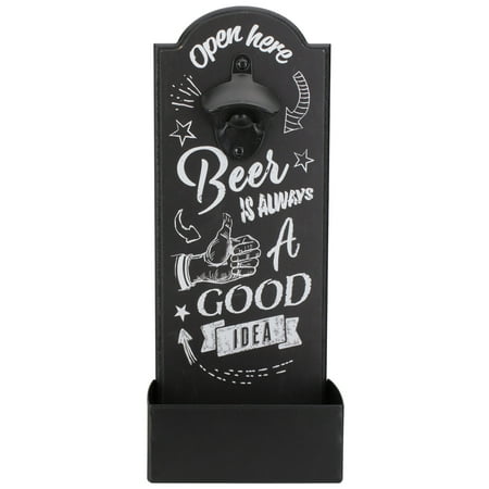 

Koopman International 14.5 Black and White Beer is Always a Good Idea Bottle Opener with Storage