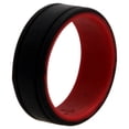 thumbnail image 1 of Anillo de boda de silicona con líneas de 2 capas - Rojo-Negro de ROQ para hombre - Anillo de 12 mm, 1 of 1