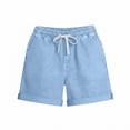 thumbnail image 6 of Ihhxva Linen Shorts for Women High Waisted Straight Leg Fashion Elastic Waist Stretchable Casual Workout Beach Lounge Shorts S-2XL, 6 of 8