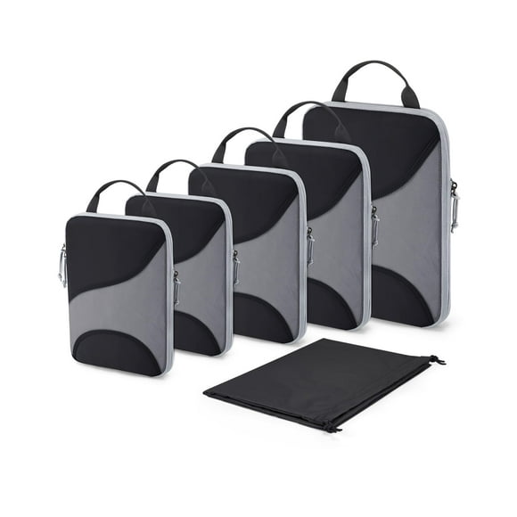 Juego de 6 cubos de embalaje de compresión BAGSMART para viajes, color negro