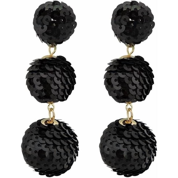 COIRIS Sequin Ball Dangle Stud Earrings for Women Beaded Statement Drop Earrings
