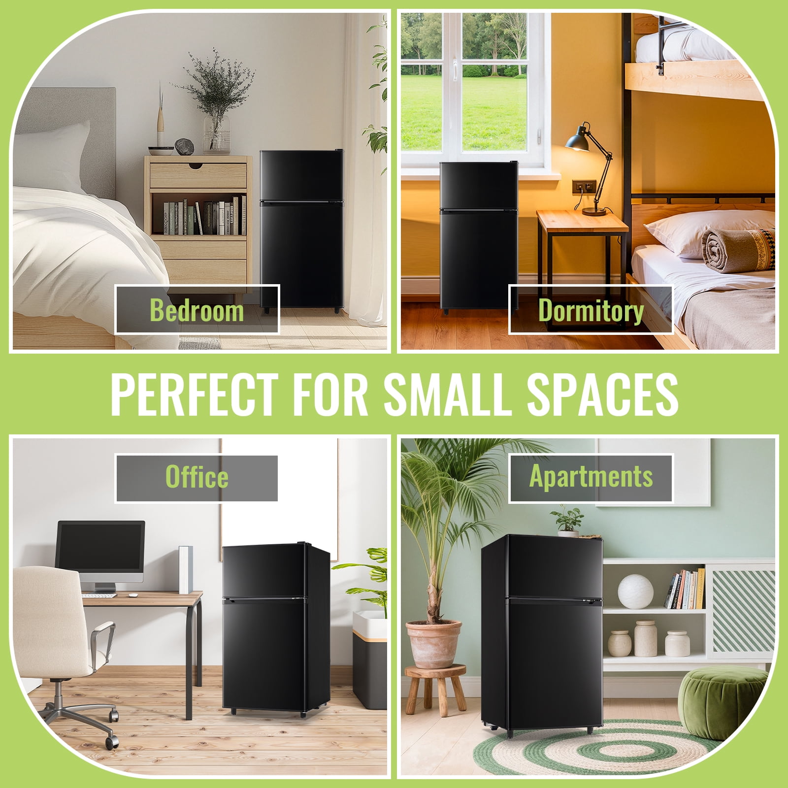 WANAI 3.5 Cu.ft Mini Fridge Compact Refrigerator with Freezer Small Fridge For Bedroom, Office, Kitchen, Apartment, Black