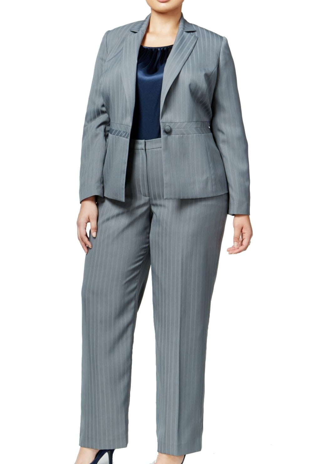 Le Suit NEW Gray Stone Women's Size 14W Plus 3-Piece Pant Suit Set ...