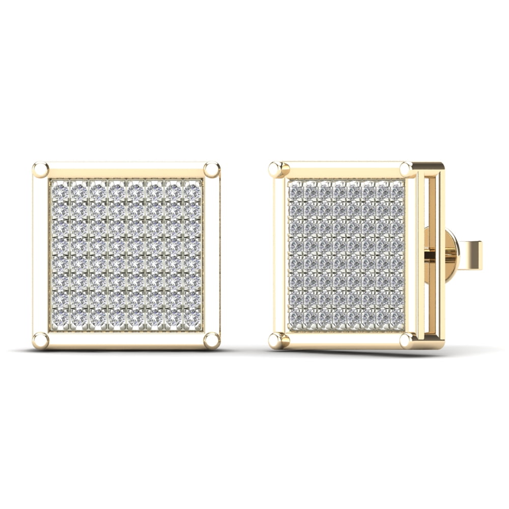 aaXia Men&rsquo;s 14K Yellow Gold 3/8ct TDW Diamond Square Stud Earrings