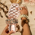thumbnail image 2 of Womens Casual Vacation Open Toe Decorative Buckle Chain Solid Flat Beach Sandals, 2 of 9