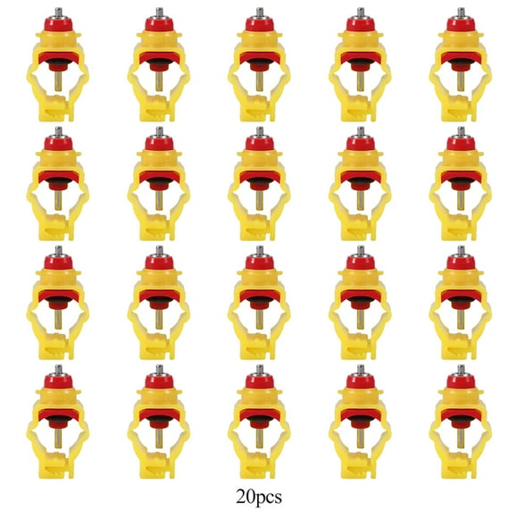 Alimentador de pollos, 20 unidades/paquete, alimentador automático de pollos, bebedero para pollos, pezón de bola de pollo, durabilidad mejorada