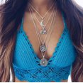 thumbnail image 1 of DoubleNine Collar largo multicapa llamativo de 4 capas Hippie Boho Circle Drops Collar bohemio multihilo en capas para mujer, 1 of 5