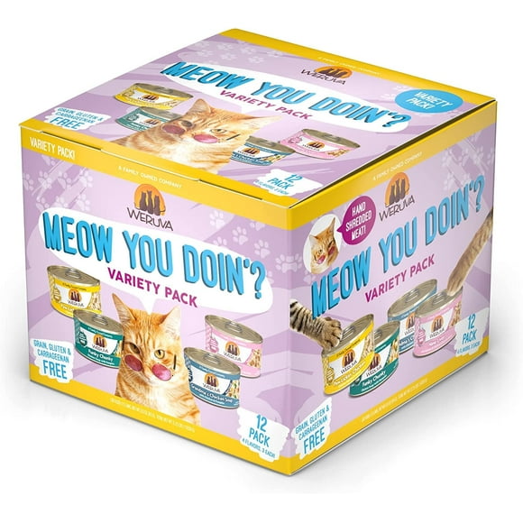 Weruva Classic Cat Food, Meow Ya Doin'! Variety Pack, 3oz Can (Pack of 12)