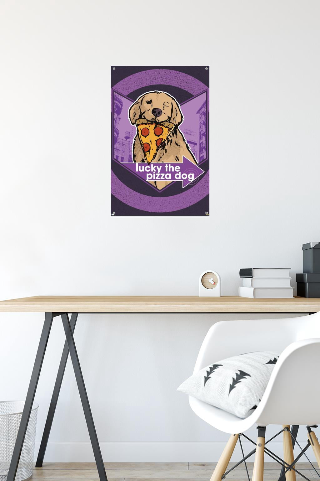 Marvel Hawkeye - Lucky (Pizza Dog) Graphic Wall Poster with Push Pins, 14.725" x 22.375"