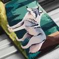 thumbnail image 6 of Wolf Standing Watercolor Faux Leather Travel Luggage Tag, 6 of 7