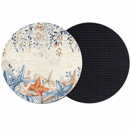 Blue Coastal Coasters Set of 2 Absorbent Coasters for Drinks Summer Beach Starfish Weeping Eucalyptus Retro Coaster for Desk Coffee Table Protection Home Decor House Warming Gifts 4