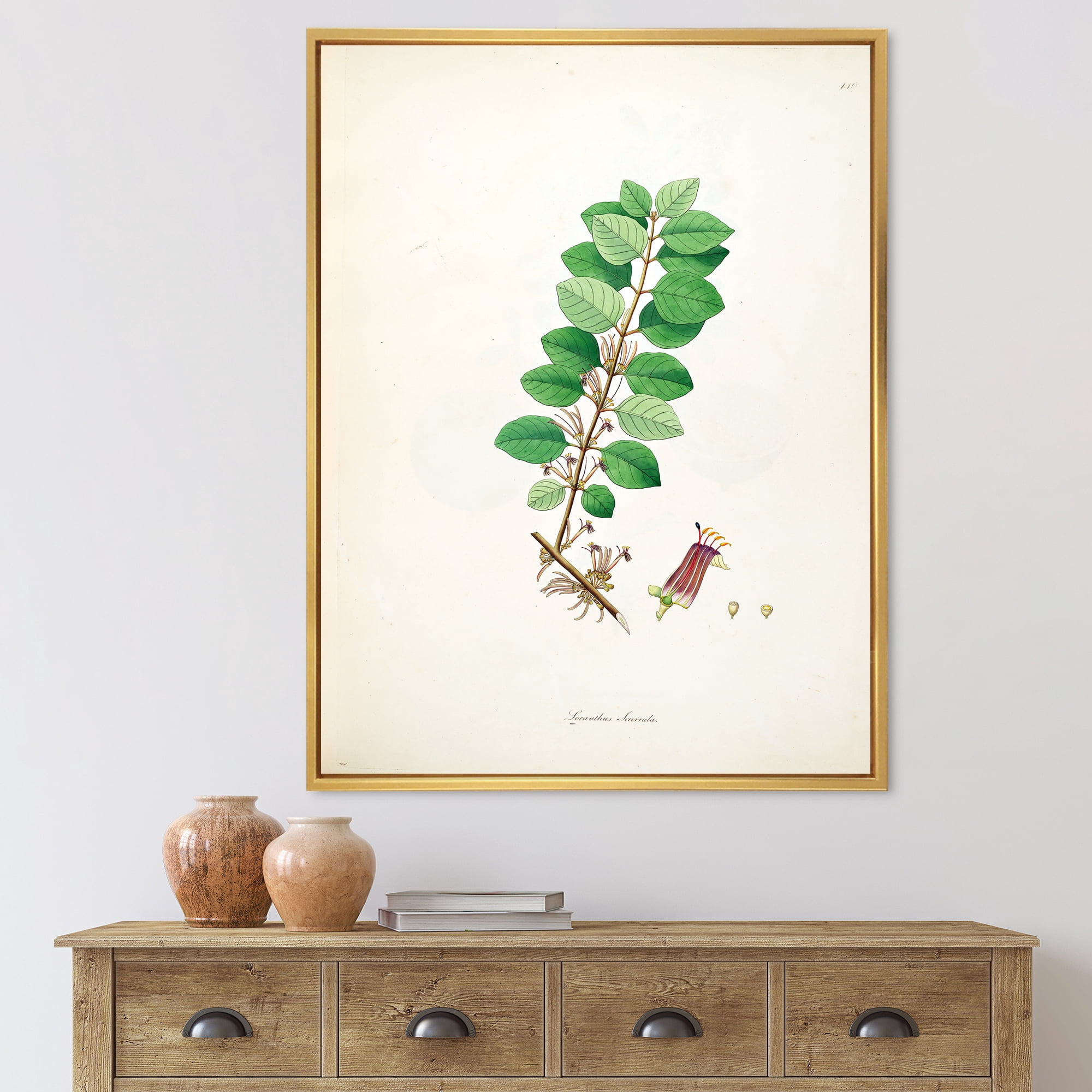 Ancient Plant Life XVII 30 in x 40 in Framed Painting Canvas Art Print, by Designart
