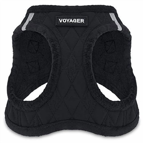 Voyager Step-In Plush Dog Harness – Soft Plush, Step In Vest Harness for Small and Medium Dogs by Best Pet Supplies - Black Plush, XS (Chest: 13 - 14.5")