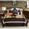 thumbnail image 2 of Chezmoi Collection Paseo 7-Piece Southwestern Sunset Cowboys Comforter Set, Multicolor Orange Brown Yellow White Printed Washed Microfiber Bedding, Queen, 2 of 9