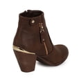 thumbnail image 4 of Women Leatherette Zip Gold Tip Riding Ankle Bootie CI61, 4 of 5