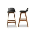 thumbnail image 3 of Baxton Studio Darrin Mid-Century Modern Black Faux Leather Upholstered and Walnut Brown Finished Wood 2-Piece Bar Stool, 3 of 7