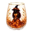thumbnail image 2 of Halloween Glass Cups, Witch Glass Cup, Autumn Glass Cup, Witch Themed Cup, Yellow Harvest Witch Pattern Clear Stemless Cup with Gold Trim, for Hot and Cold Drinks, Halloween Party, 2 of 6